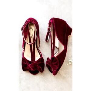 Joyfolie Lucia Burgandy Velvet Heels 12 Toddler New